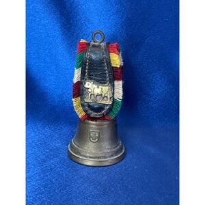 Vintage Small Swiss Glocken Style Brass and Leather Fringed Cow Bell